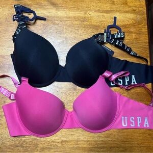 U.S. Polo Assn. Black and Pink Bra Duo